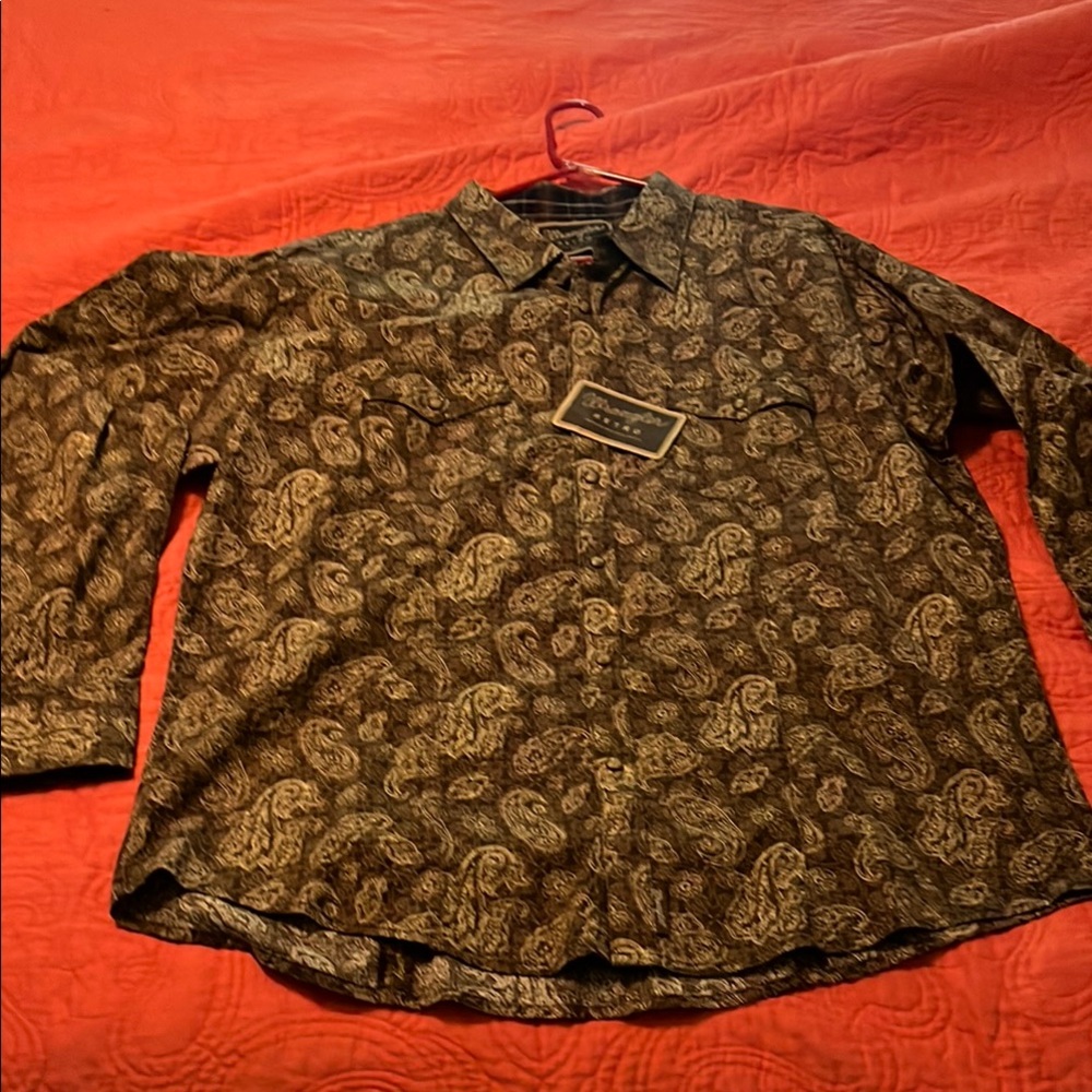 Elegant Brown Paisley Dress Shirt
